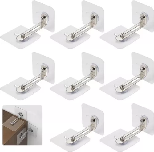 Anti-tilt furniture without drilling - Set of 8 - Wall anchor, child safety - Anti-tilt holder for TV cabinets