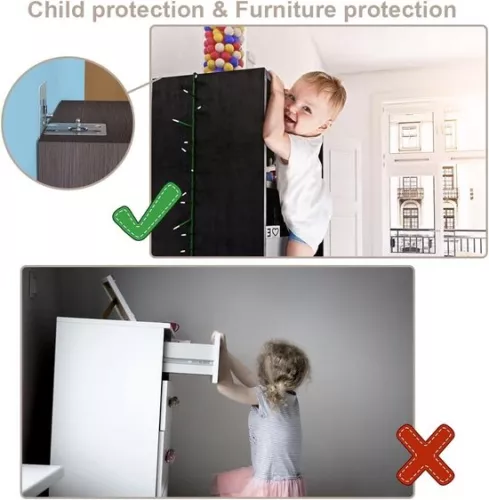 merkloos Anti-tilt furniture without drilling - Set of 8 - Wall anchor, child safety - Anti-tilt holder for TV cabinets (8785310227980)