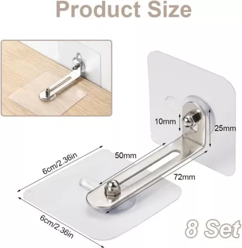 merkloos Anti-tilt furniture without drilling - Set of 8 - Wall anchor, child safety - Anti-tilt holder for TV cabinets (8785310227980)