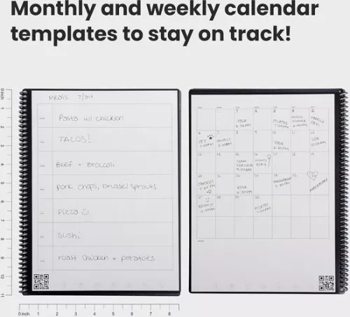 merkloos Reusable digital notebook - smart notepad A4 black - to-do list diary - weekly and monthly planner - Frixion erasable pen - office gadget - Fusion (8785303872036)