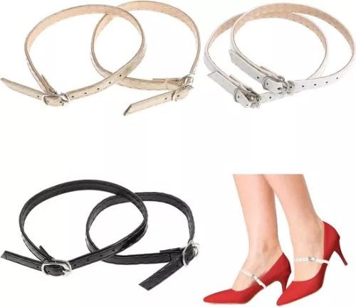 unbranded Ankle Straps 6 Pieces - High Heels - Elastic Adjustable Strap - Leather Replacement - Shoelace Accessories - Black . (8785306903522)