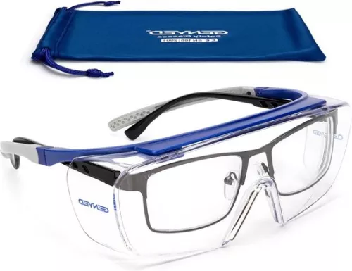 merkloos Safety Glasses Glasses Wearers CE EN166 Certified Anti-scratch Anti-fog UV400 Lenses Adjustable Temple Angle Wraparound (6152534393319)