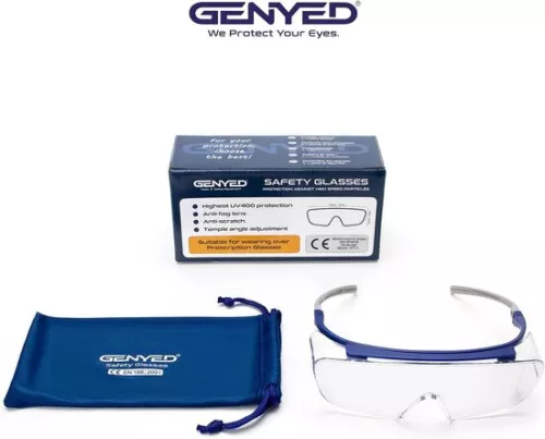 merkloos Safety Glasses Glasses Wearers CE EN166 Certified Anti-scratch Anti-fog UV400 Lenses Adjustable Temple Angle Wraparound (6152534393319)