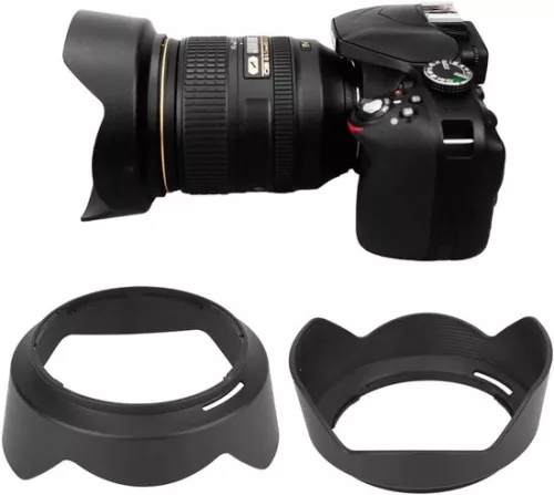 merkloos Camera Lens Hood HB-53 Black Plastic Lens Hood for Nikon AF S 24-120mm F 4G ED VR Lenses with Content . (8785310189271)
