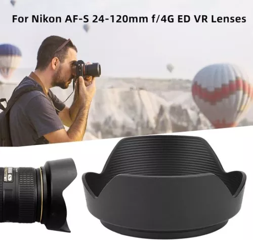merkloos Camera Lens Hood HB-53 Black Plastic Lens Hood for Nikon AF S 24-120mm F 4G ED VR Lenses with Content . (8785310189271)