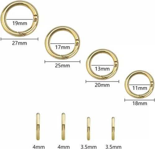 unbranded Round Carabiner - Keychains and Bags - 24 Pieces - Gold - Zinc Alloy (9505396897278)