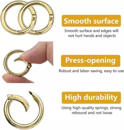 unbranded Round Carabiner - Keychains and Bags - 24 Pieces - Gold - Zinc Alloy (9505396897278)
