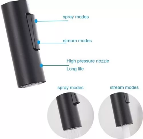 merkloos Kitchen faucet - pull-out spout - 360° swivel mixer tap - black (6091657453435)