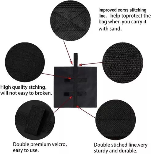 merkloos Pop-up tent weight bag - weighted for stability - pack of 4 - black (9502217381596)