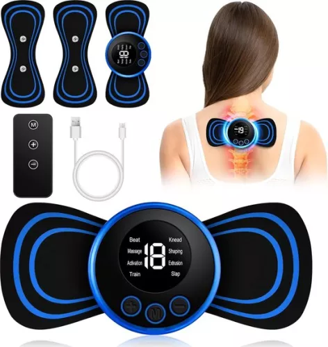 merkloos Mini Neck Massager, Portable Massager, Mini Neck Massager, 8 Modes, 19 Positions, EMS Massager, Portable Electric Mini Massage, 4 Massage Cushions (8721284431206)