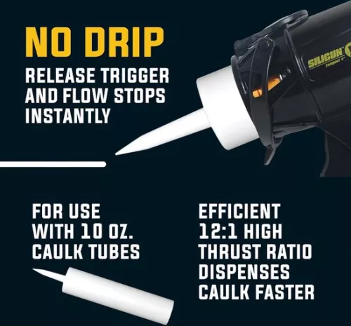 merkloos Anti-Drip Extreme-Duty Caulking Gun - Patented New and Innovative Design - Lightweight ABS Frame - For the Smallest to the Largest Jobs - Professional Use (8785301319779)
