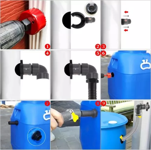 merkloos Rainwater collector - rain barrel, connection set for roofs up to 80 m² - suitable for pipes 70 - 110 mm (6150832272206)