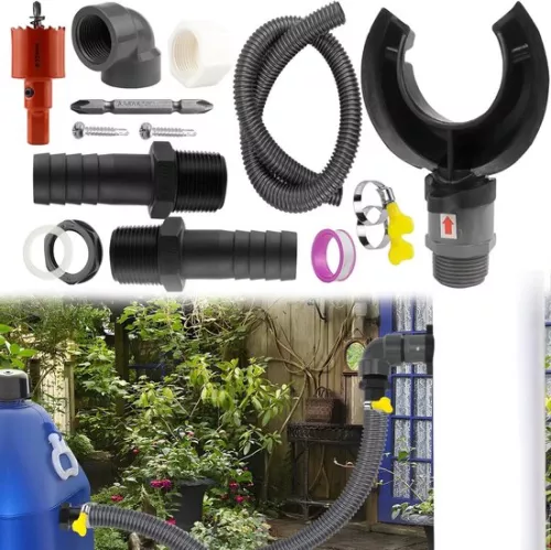 merkloos Rainwater collector - rain barrel, connection set for roofs up to 80 m² - suitable for pipes 70 - 110 mm (6150832272206)