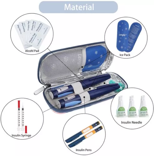 Bebusingoto Diabetes cooler bag - cool bag - diabetes case - 2 pieces - insulin syringes - travel case - no gel pack included (4255814883561)