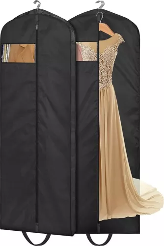 165cm Long Dress Garment Bags for Travel Wedding Dress Garment Covers Waterproof Garment Cover Storage Hanging Clothes Protectors for Dresses, Tuxedos, Jackets, Belts, Pack of 2