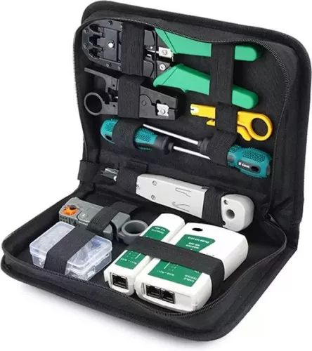 merkloos PREMIUM LAN Network Tester Set - Including Case - RJ45 / RJ12 / RJ11 / CAT5 / CAT5e / Cat6 / UTP / LAN - Cable Tester with Crimping Pliers & LSA Pliers (8720514720066)