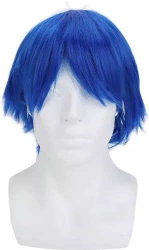 merkloos Short Fluffy Blue Anime Cosplay Party Costume Synthetic Hair Wig . (6151923685653)
