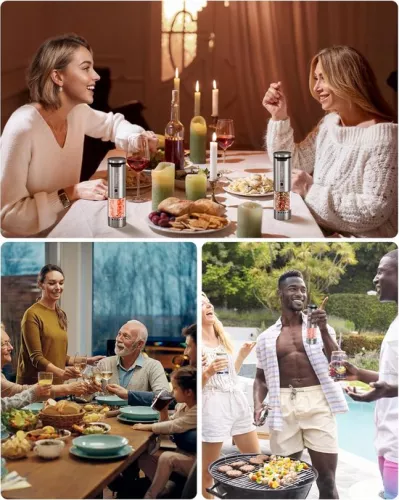 unbranded Sangcon Electric Salt and Pepper Mill Set - USB Rechargeable - Stainless Steel - Set of 2 (6152404041005)