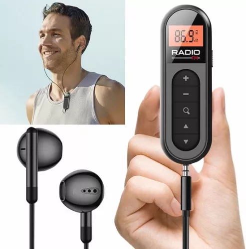 merkloos Portable FM Radio Receiver with Backlight and LCD Display - Mini Pocket Radio for Sports and Tourism (6152607295212)