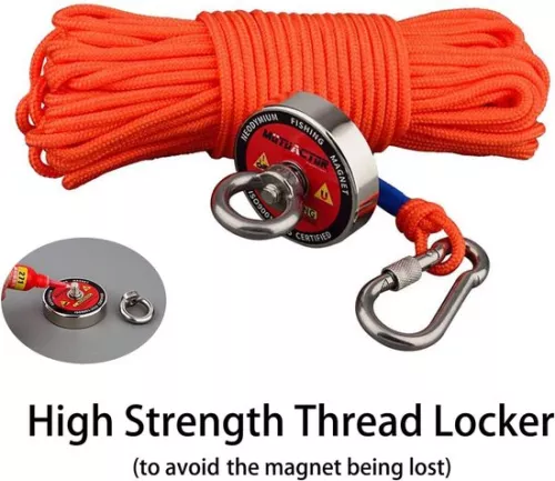 merkloos Neodymium Fishing Magnet 180KG Pulling Force Rare Earth Magnet with Rope-Glove-Bag Kit for Beginners Magnet Fishing in River (8785301337070)