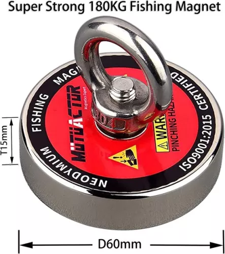 merkloos Neodymium Fishing Magnet 180KG Pulling Force Rare Earth Magnet with Rope-Glove-Bag Kit for Beginners Magnet Fishing in River (8785301337070)