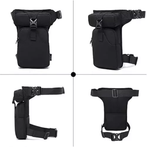merkloos Motorcycle leg bag for men and women, thigh bag, canvas waist bag, sturdy tactical bag, adjustable waist strap, waist bag for hiking, cycling, fishing, leisure, Khaki (8410900987462)