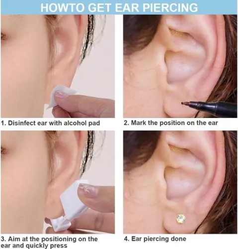 merkloos Painless Disposable Ear Piercing Gun Kit - DIY, Safety, Asepsis - Includes 10 Stud Earrings (6152325950936)