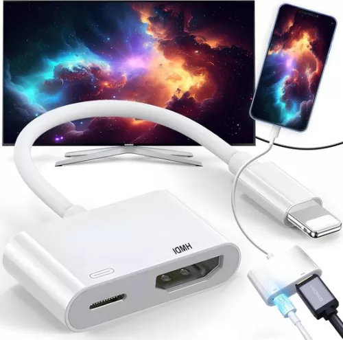 merkloos Phone 13 HDMI Adapter Full HD 1080p Plug and Play Digital AV Adapter - Video Audio Connector HDMI Cable - Screen to TV HDTV Monitor (8785305889391)