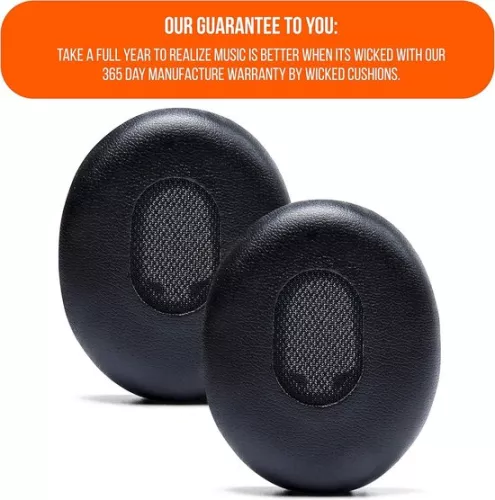 merkloos Replacement Ear Cushions for Bose QuietComfort 3 - Durable Leather - Softer Memory Foam - Extra Thick - Compatible with Bose QC3 On-Ear Headphones - Black (8785304875401)