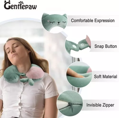 merkloos Soft Memory Foam Neck Pillow for Adults and Kids - U-Shaped Travel Pillow for Home, Office, Camping and Travel - Green (7595980995802)