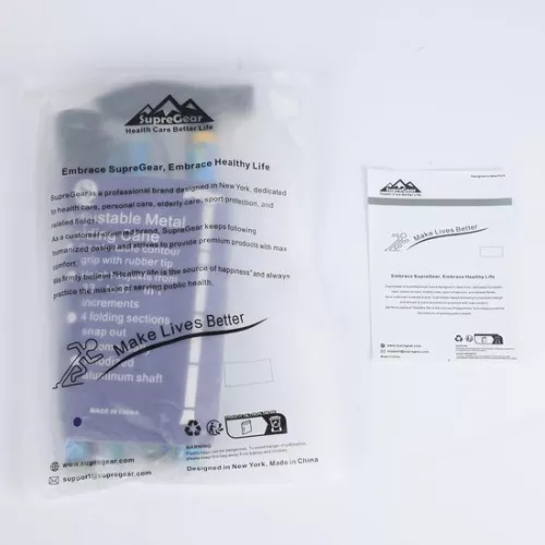 merkloos Folding Walking Stick - 5 Level Adjustable - Lightweight & Portable - Wristband & T-Handle - Elderly & Disabled - Blue Floral (6152926816877)