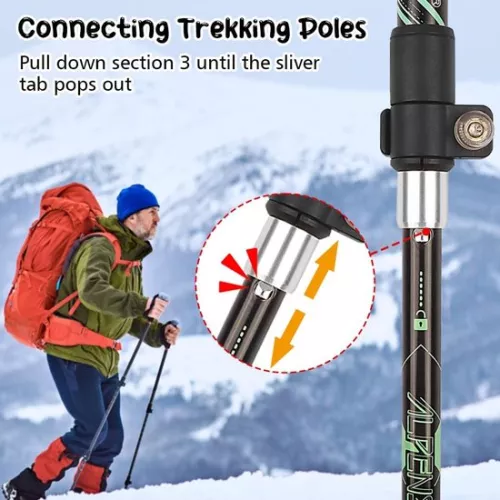 Sans marque Nordic Walking Poles - Foldable Carbon Trekking Poles - Nordic Walking Caps - Hiking Poles - Adjustable & Foldable - Retractable - Telescopic - Hiking Accessories - Ergonomic & Lightweight - 130 cm - Black & Green (8785306395891)