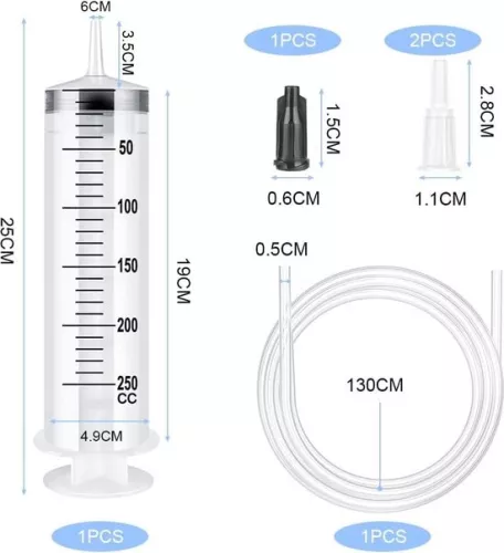merkloos Liquid Collection Container Plastic Syringes 250 ml Syringe Without Needle Liquid Measuring Syringe With Transparent Catheter Scientific Laboratory Experiment - Refilling Measuring Liquids (No Needle) Liquid Collection Container (9504244831310)