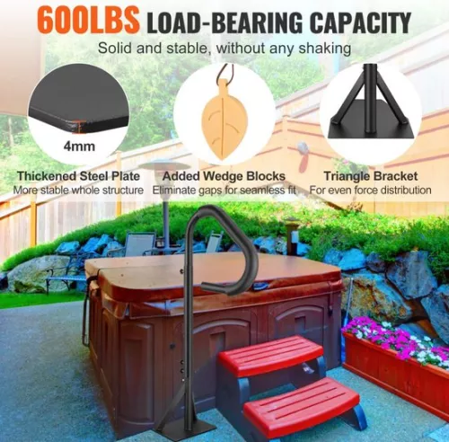 unbranded Whirlpool Handrail 272 kg Load Capacity Spa Handrail Made of Aluminum Alloy Swimming Pool Handrail Adjustable in Height from 122.92 to 160 cm Handle Entry Aid 360° Rotatable for Swimming Pools Whirlpools (6097715418422)