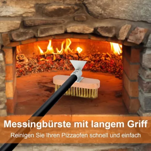 merkloos Set of 4 Pizza Accessories for Home and Restaurant - Perforated Pizza Peel, Pizza Spatula, and Cleaning Brush (9504593776461)