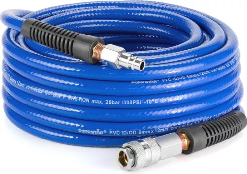 merkloos PVC Compressed Air Hose 20m with Quick Coupling and Connector - 20 bar, 6/12mm (6152523464419)