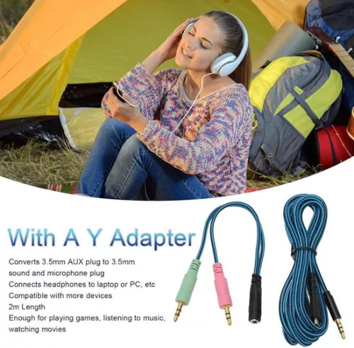 merkloos Replacement Headphone Audio Cable with Y-adapter Cable - Headphone Aux Cable for Steelseries Arctis 3/5/7/Pro . (6152349734796)