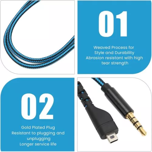 merkloos Replacement Headphone Audio Cable with Y-adapter Cable - Headphone Aux Cable for Steelseries Arctis 3/5/7/Pro . (6152349734796)