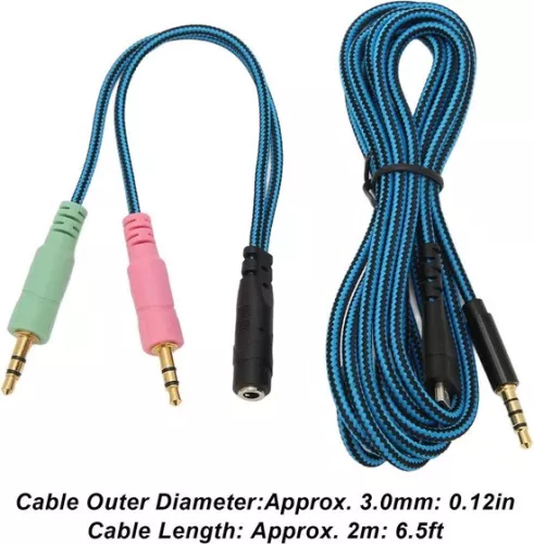 merkloos Replacement Headphone Audio Cable with Y-adapter Cable - Headphone Aux Cable for Steelseries Arctis 3/5/7/Pro . (6152349734796)