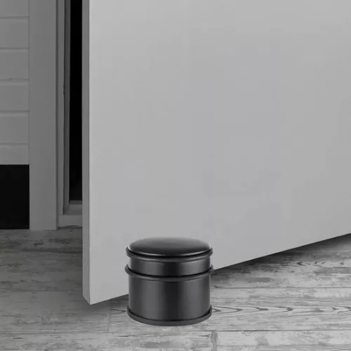 merkloos Door stopper matt black 12 kg solid premium with rubber ring - elegant heavy door stopper in a modern design (8785302124907)