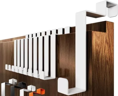 merkloos Door hooks for hanging - 10-piece set - White clothes hooks - Interior door as a coat rack - On a folding door - Towel holder inside the door - Back of the door hook (6154132029027)