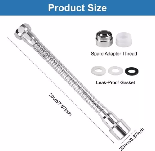 merkloos Allecto Plus - Flexible Universal Faucet Extender 20 cm for Kitchen Faucet - Rotatable - Sink Extension - Bathroom and Toilet - 360° rotatable (8785328357341)