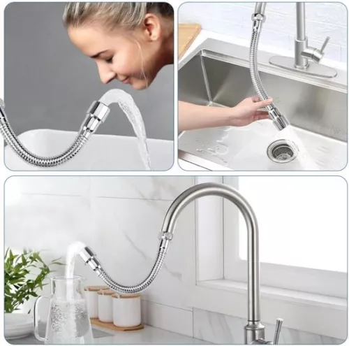 merkloos Allecto Plus - Flexible Universal Faucet Extender 20 cm for Kitchen Faucet - Rotatable - Sink Extension - Bathroom and Toilet - 360° rotatable (8785328357341)