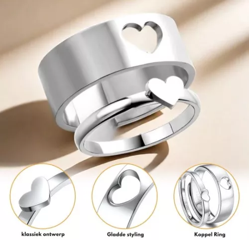 unbranded Crystal Hug Ring - Silver Adjustable Hugging Ring - Loving Design - Original Gift for Her on Special Occasions. (8721085236512)