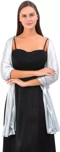 merkloos Shawl - Thin Wrap Scarf - 1 Piece - Stole - Neck Scarf - Fashion Scarf - Women's Scarf - Soft & Skin-Friendly - Long Satin Shawl Scarf - Shawls for Evening Dresses - Off-White - 200*70CM (8410900082563)