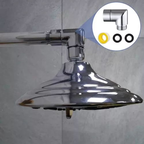 merkloos Angle for hand shower adapter - 90 degrees - solid brass - shower hose adapter - shower arm connection - washers . (8785309281054)