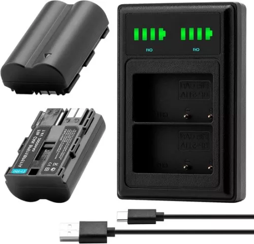 merkloos 2 x BP-511A Battery + Dual USB LCD Charger for Canon EOS 5D 10D 20D 20D 30D 40D 50D 300D D30 D60 Rebel PowerShot G1 G2 G3 G5 G6 Pro 1 Pro 90 Pro 90 Pro 90 Pro 90 Pro 90 (8785322970935)