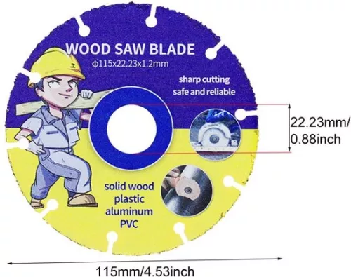 merkloos Angle grinder saw blade Ø 115 mm - 2 pieces circular saw blade 2223 mm bore - fine cut wood metal aluminum laminate wood nails plastic (6152320565524)