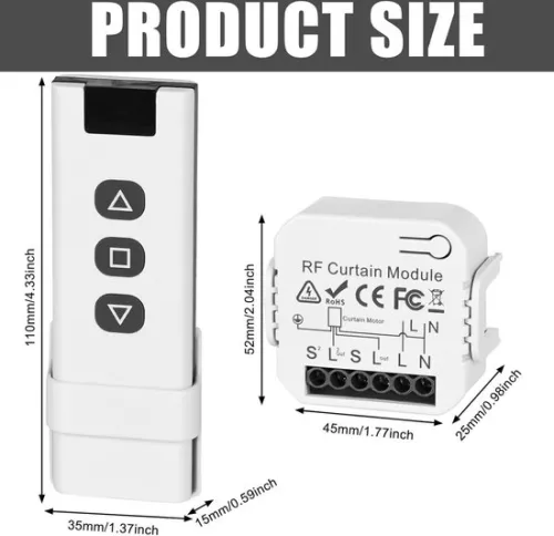 merkloos Wireless roller shutter control retrofit kit - smart blind switch - wireless switch 230 V - roller shutters blinds awnings - RF remote control. (6152353835830)