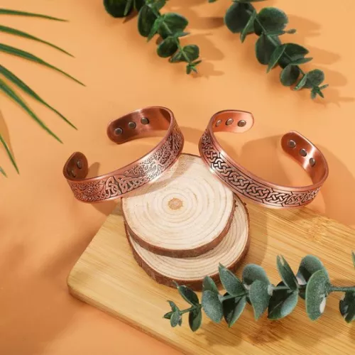 merkloos Allecto Plus - Copper Magnetic Bracelets with Tree and Celtic Design - 3500 Gauss - Adjustable - 9 Magnets - For Men and Women - 2 Styles (8785327299482)